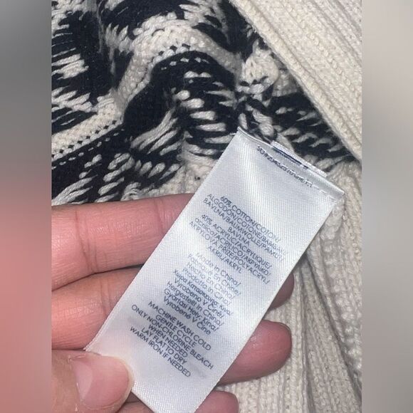 Chaps by Ralph Lauren Navy/Cream Aztec Knit Open Front Cardigan Size XL EUC - Picture 3 of 6